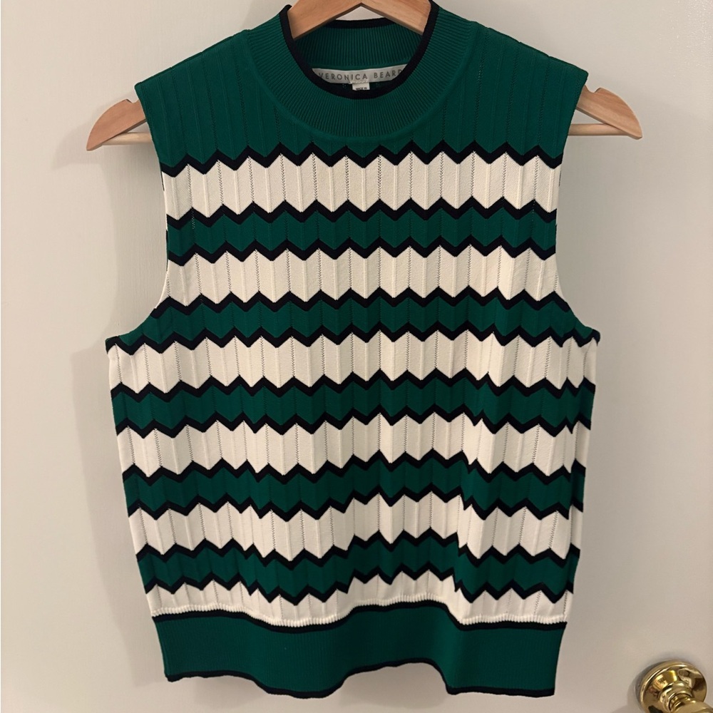 Veronica Beard Amalie Chevron Stripe Crewneck
